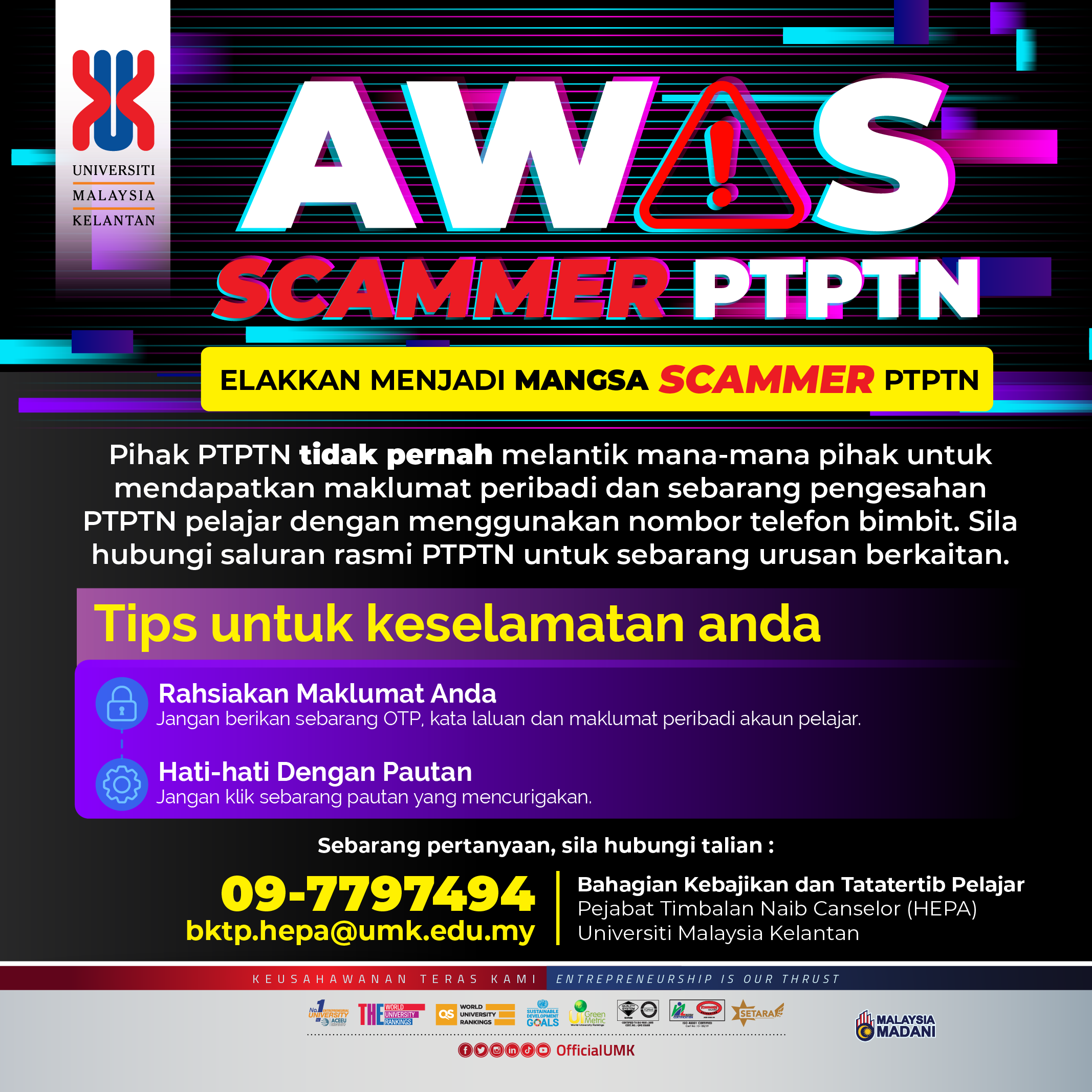 PENIPUAN DALAM TALIAN (SCAMMER) PTPTN
